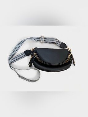 Black‎ Crossbody Saddle Bag with Adjustable Strap